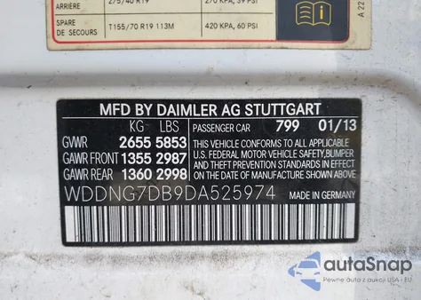 2013 Mercedes-Benz S 550 z USA, uszkodzony, nr VIN WDDNG7DB9DA525974